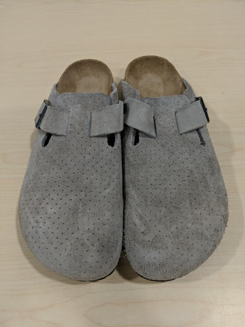 Birkenstock Boston Clog Perforated Gray Suede EU 41 (Women 10/Men 8)